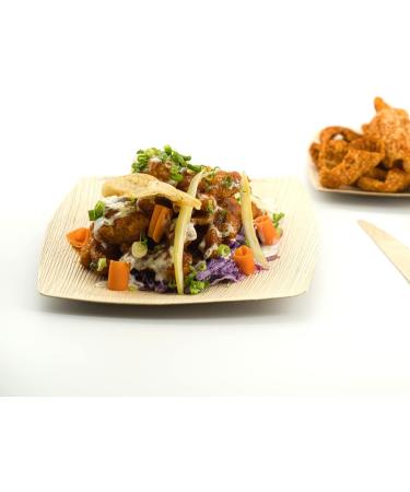 Greenovation Premium Quality Palm Leaf Salad plate - 15 x 15 cm (6") Qudrato Square Plate | 25 Pack | 100% Natural Eco Friendly Compostable Disposable Dinnerware | Sustainable Alternative - Ideal for Parties Picnic Weddings Camping and Events - Buy Online on GoSupps.com