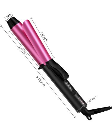 Dual Voltage Travel Ceramic Curling Iron - 1 Inch Mini Size Adjustable Temperature Keratin & Argan Oil - Perfect for Short Hair Includes Storage Bag Hot Pink - Buy Online on GoSupps.com