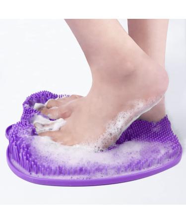 Shower Foot Scrubber Mat with Non-Slip Suction Cups, Foot Scrubbers for Use in Shower, Silicone Foot Brush Washer Cleaner Massage for Dead Skin Remover Improves Foot Circulation (Purple) Purplemat