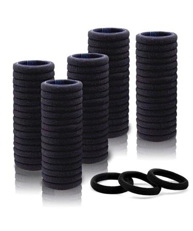 100 Pack Seamless Cotton Elastic Hair Ties for Women Ponytail Holders Stretch Hair Accessories No Crease No Damage for Thick Hair (Black) - Buy Online on GoSupps.com
