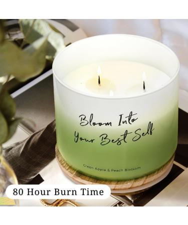 Buy Green Apple Peach Blossom 3 Wick Scented Candle | Aromatherapy Stress Relief | Natural Soy Candle for Home | 15.8 oz Large Size - Buy Online on GoSupps.com