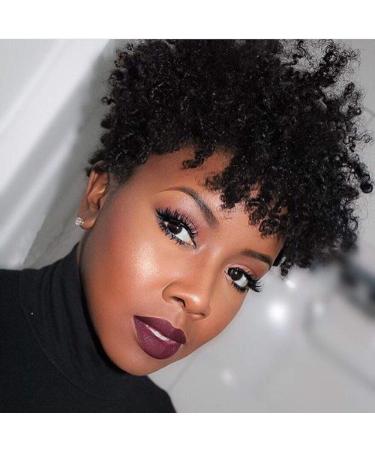 Ms Taj Short Afro Kinky Curly Human Hair Wigs for Black Women Brazilian Virgin Short Curly Afro Wigs None Lace 150% Density Unprocessed Afro Wig Human Hair Curly Machine Made (Natural Color  afro wig) Natural Color afro ...