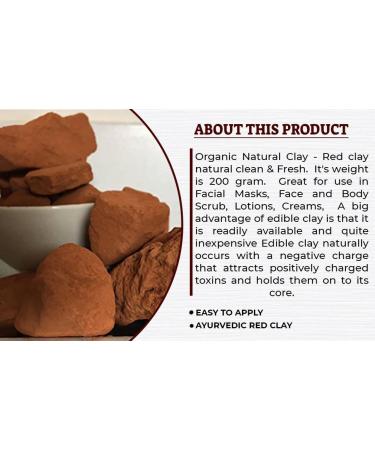 Natural Indian Red Clay Powder - Edible Organic Clay for Face Mask | 7 oz (200g - Buy Online on GoSupps.com