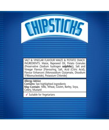 Smiths Salt & Vinegar Chipsticks 6 x 17g Blue (Packaging may vary) - Buy Online on GoSupps.com