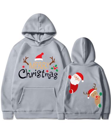 Yihaojia Womens Christmas Sweatshirts Pullover Hoodies Fleece Sweaters Long Sleeve Pockets Winter Fall Outfits Y2k Clothes Gray X-Large