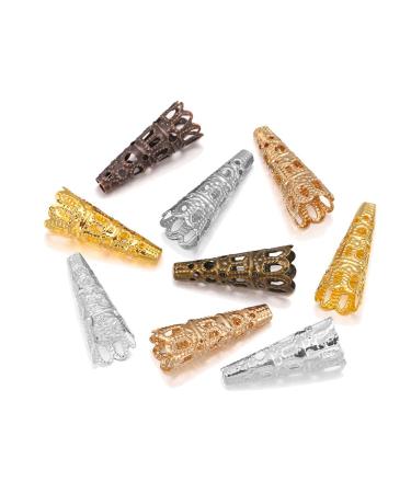 50pcs/lot Multicolor Alloy Bugle Cone Bead Caps Crystal Pendulum Pendant End Cap for DIY Jewelry Making Supplies Findings (Multicolor)