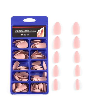 Sethexy matt false nails matted stilett medium full cover nail sharply long 100st acrylic fake nail tips for women and girls (light-pink)