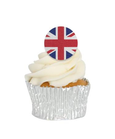 Edible Wafer Union Jack Pre-Cut Cupcake Toppers - 24pc
