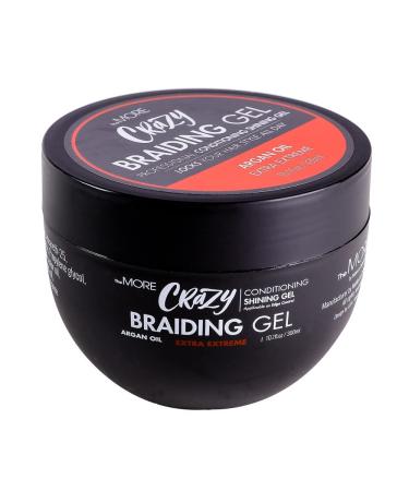 The MORE Crazy Conditioning Shining Braiding Gel Extra Extreme Hold for All Hair Types 10.1 Fl Oz Clear Styling Gel Nourishes Scalp Hair Growth Enriched with Argan Oil 10.1 Fl Oz (Pack of 1) Argan Oil