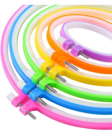 Caydo 6-Piece Embroidery Hoops & 15 Needles Set | Plastic Cross Stitch Hoops, Sizes 3.4-10.4 inch (Multicolor) - Buy Online on GoSupps.com