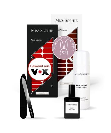 Original Miss Sophie s Starterset I self-adhesive nail foils I nail sticker in Burgundy & Lipstick Red I Langer stop I fast & simple application I premium nail polish foil Starter set (Burgundy / Lipstick Red)