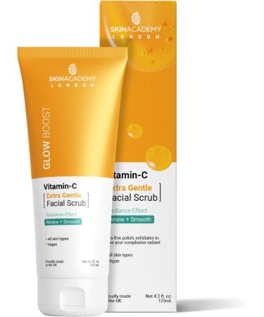 Skin Academy London Glow Boost Extra Gentle Facial Scrub 125ml Removes dead skin cells and with added vitamin C to brighten and even skin tone - Buy Online on GoSupps.com
