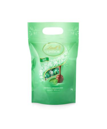 Lindt lindor mint milk chocolate balls bag 1kg bag reinforced approx. 80 balls large packing chocolate gift chocolate gift mint 1 kg
