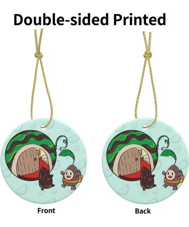 YYHHAOFA Sunflower Seeds Watermelon Seeds Prints Christmas Ceramic Round Pendant Decoration - Festive Hanging Ornament for Stores and Homes -2.9 in - Buy Online on GoSupps.com
