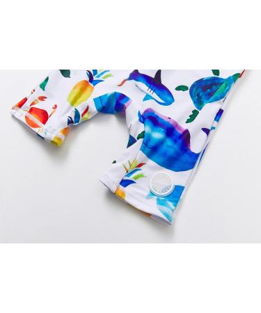 BONVERANO Baby Boys Swimsuit UPF 50+ Sun Protection, White Fish Print 9-12 Months - Buy Online on GoSupps.com