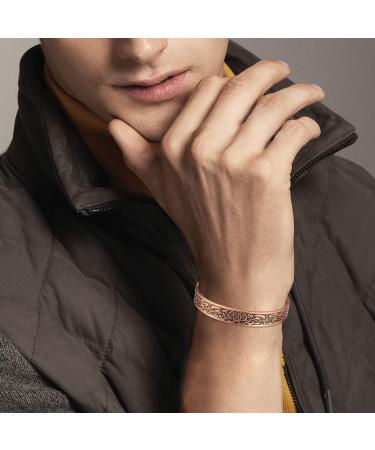 VicMAG Copper Magnet Hardship Bracelet for Men - Arthritis Pain Relief | Adjustable Pure Copper Cuff with Gift Box - Buy Online on GoSupps.com