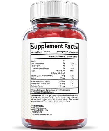 Justified Labs Sure Slim Keto ACV Gummies 1000MG with Pomegranate & Beet Juice - 60 Gummys - Buy Online on GoSupps.com