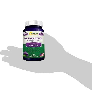180 Capsules of 100% Natural Resveratrol with Red Wine Extract - Pure Heart Health Supplement - Extra Strength Antioxidant Pills - Buy Online on GoSupps.com