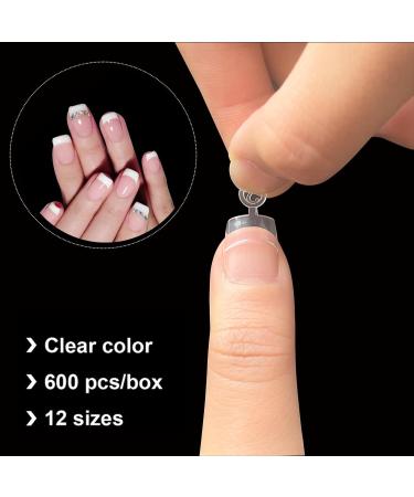 600 Pcs Oval False Nail Tips - 12 Sizes Short Transparent French Half Cover for DIY Nail Art Studios - Buy Online on GoSupps.com