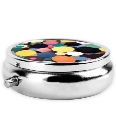 Abstract Circles Round Pill Box Organizer - 3 Compartments Travel Pill Case | Stylish & Portable for Purse or Pocket - Buy Online on GoSupps.com