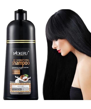 Hair Dye Shampoo Natural 100% Gray Coverage Hair Dye 10 Minutes Herbal Hair Coloring Shampoo for Men&Women (Black)