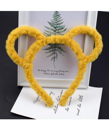 Yellow Headband for Women Winter Thick Plush Headband Round Mouse Bear Ears Makeup Headband Bandana Headband and Headbands Hair Accessories - Buy Online on GoSupps.com