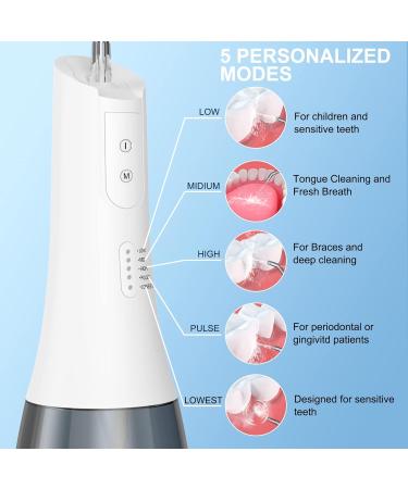 SanPintech Cordless Water Flosser with 360 Rotation & 5 Modes - 6 Jet Tips, IPX7 Waterproof, USB Rechargeable - Teeth Cleaner for Travel - White - Buy Online on GoSupps.com