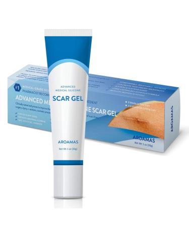 Aroamas Scar Silicone Scar Gel, Soften and Flattens Scars,Medical-Grade Silicone Scar Gel for Surgical Scars, Keloids, C-Section, Cosmetic Procedures, Burns, Stretch Marks,Clinically Proven - 30g