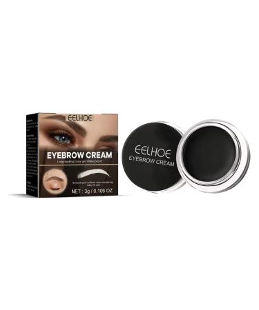 Eyebrow cream Smooth color holding waterproof non-staining to create a three-dimensional lasting natural wild eyebrow cream (04Black)