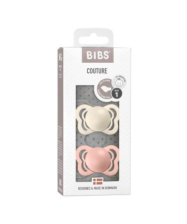 BIBS Couture Baby Pacifier 2-Pack | Made in Denmark | BPA Free | Silicone Size 1 (0-6 Months) Ivory / Blush - Buy Online on GoSupps.com