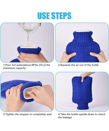 Vicloon 2L Hot Water Bottle with Knitted Cover - Hot & Cold Compress for Pain Relief - Hand & Feet Warmer - Safe & Durable - Dark Blue - Buy Online on GoSupps.com