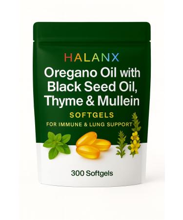 Oil of Oregano Softgels - Oregano Oil with Black Seed Oil Thyme and Mullein | Non-GMO Immune Support Supplement | Oregano Oil Capsules | Organic Oregano Oill Supplement (300 Softgels) 300 Count (Pack of 1)