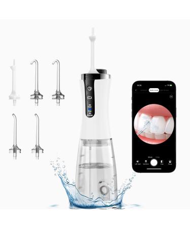 Water Dental Flosser APP Cordless Water Flosser Teeth Pick Rechargeable Oral Irrigator IPX7 Waterproof Adjust Water Pressure & Flow Electric Waterflosser for Sensitive Teeth