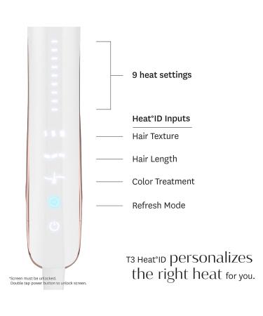 T3 Smooth ID 1 Flat Iron with Touch Interface - Digital Ceramic Flat Iron with Interactive HeatID Technology White/Rose Gold - Buy Online on GoSupps.com