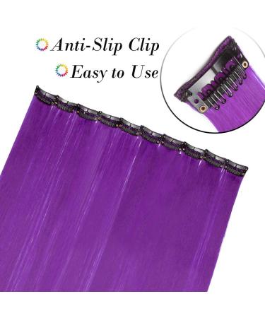 Rainbow Clip-In Hair Extensions | 50cm Dark Purple Strands | 10 Pcs 80g Realistic Smooth Hair - Buy Online on GoSupps.com