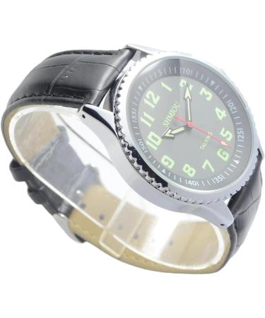 SHMIOU English Talking Watch for Blind & Visually Impaired Women - Black Leather Strap Band, Quartz with Alarm | XM-UK-230502 - Buy Online on GoSupps.com