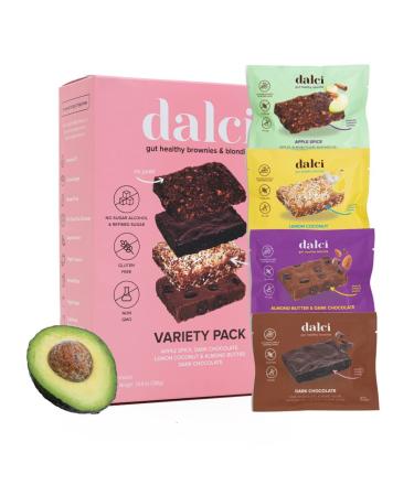 Dalci Gut Healthy Brownie & Blondie, Made with Avocado Oil, Unrefined Coconut Sugar, Gut-Friendly Snack, No Additives, Gums or Emulsifiers, 4 Flavors Variety Pack 6 Count (Pack of 1)