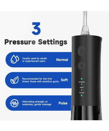 Mornwell Portable Water Dental Flosser - Cordless IPX7 Waterproof Oral Irrigator with 300ML Tank for Home & Travel - Black - Buy Online on GoSupps.com