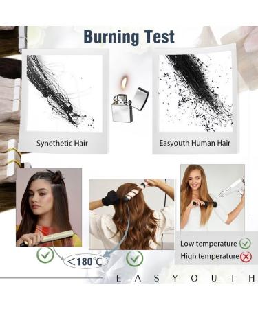 Easyouth Balayage Tape Extensions - Real Hair Seamless Skin Weft Darkest Brown & Ash Brown Mix 12 inch 30g - Ideal for Cancer Patients #2/8/2 - Buy Online on GoSupps.com