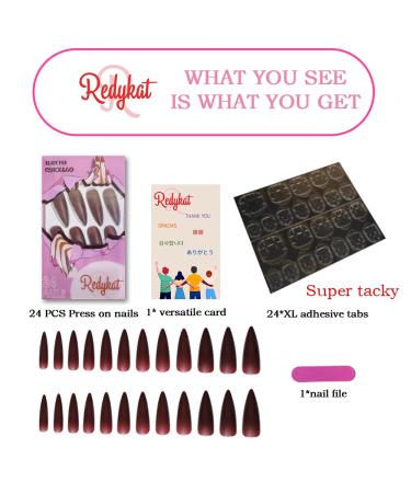 Redykat 24PCS XL Stiletto Matte Press On Nails - Salon Quality Extra Long Dark Red False Nails for Quick Home Manicure - Buy Online on GoSupps.com
