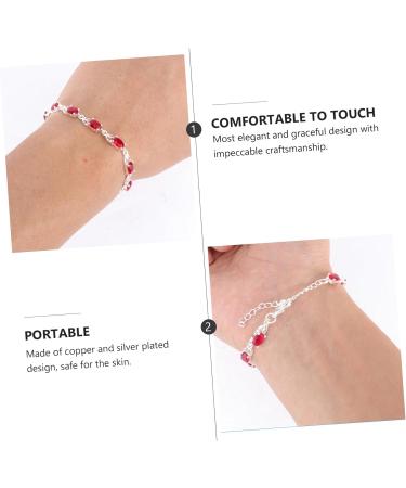 SAFIGLE 3pcs Bracelet Chain Bracelets Red Jewelry Copper Bracelet 20X0.7cmx3pcs Red Silverx3pcs - Buy Online on GoSupps.com