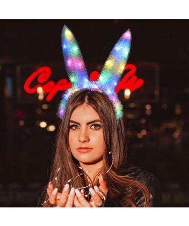 Zoestar Light Up Bunny Headband Led Glow Rabbit Ear Hair Bands Bunny Cosplay Costume Headwear for Women - Buy Online on GoSupps.com