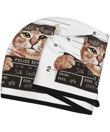 Hair Towel Wrap - Quick Drying Towel Turban with Button | Cat Mugshot Design | Perfect for Easy Hair Drying - Buy Online on GoSupps.com