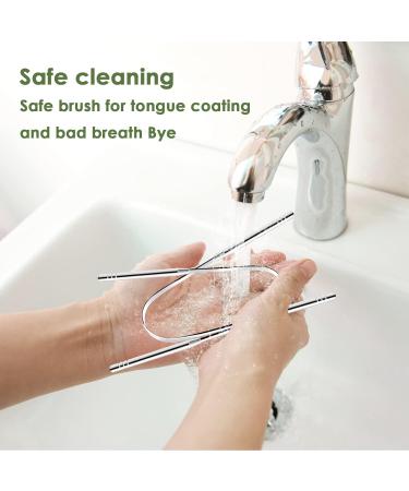 Stainless Steel Tongue Scraper Set with Travel Case - Reduce Bad Breath, Metal Cleaner for Adults - 2 PCS Silver - Buy Online on GoSupps.com