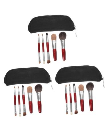 Beaupretty 3 Sets makeup brush with bag lip brush cosmetics brush applicator brush for makeup make up brush makeup girls suit girl's eyeshadow brush the face Miss tool aluminum tube
