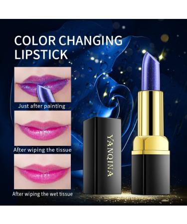 MEICOLY Blue Shimmer Color Changing Lipstick - Long Lasting Nutritious Lip Balm - Moisturizing Lip Care for Women - Buy Online on GoSupps.com