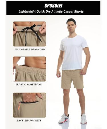SPOSULEI Men's Water-Resistant Quick-Dry Hiking Shorts - Khaki Large - Buy Online on GoSupps.com