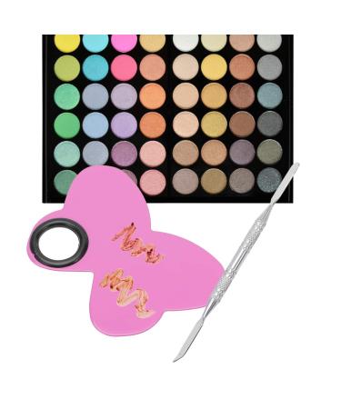 LEORX Butterfly Stainless Steel Makeup Plate with Spatula Tool - Pink - Buy Online on GoSupps.com