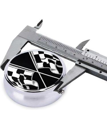 Black & White Checkered Flag Mini Round Pill Box | 3 Compartment Pill Organizer | Travel-Friendly Medicine Case for Home & Office - Buy Online on GoSupps.com