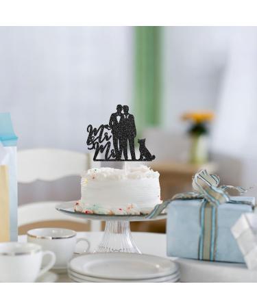 Dalaber Black Glitter Mr & Mr Cake Topper with Dog Gay Couple Wedding/Coming Out Party Decoration Wedding Gift for Gay Couple Men Anniversary Decoration - Buy Online on GoSupps.com